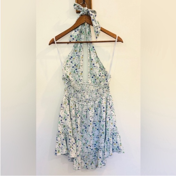 Aerie Spring Fling Floral Criss Cross Halter Smocked Dress SMALL Ditsy Dainty - Picture 5 of 13